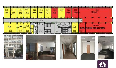 Moderní kanceláře od 19m2 až po celé patro (600m2)