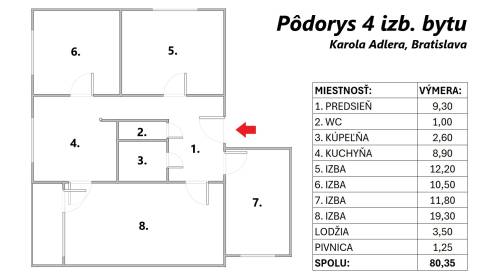 Prodej Byt 4+1, Byt 4+1, Karola Adlera, Bratislava - Dúbravka, Slovens