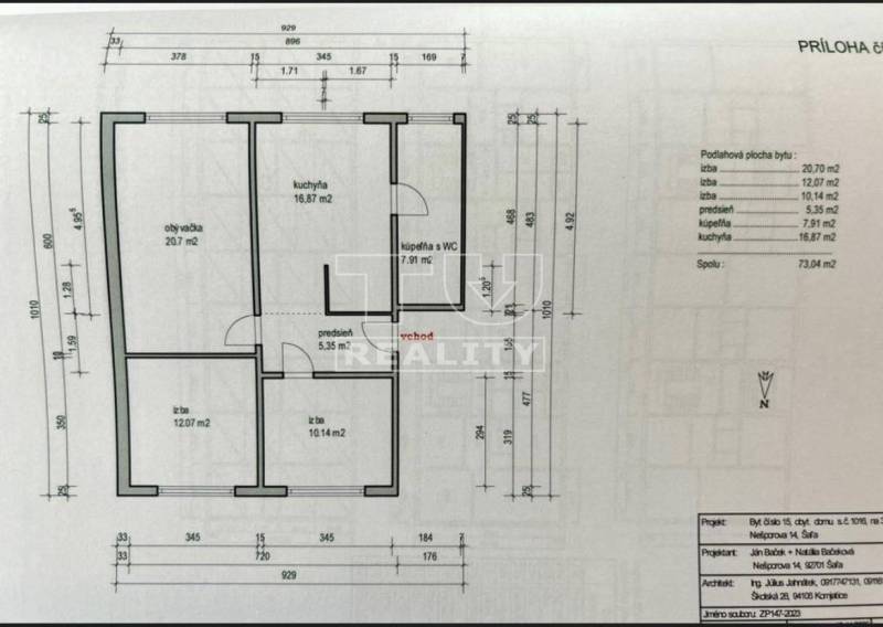 Šaľa Byt 3+1 prodej reality Šaľa