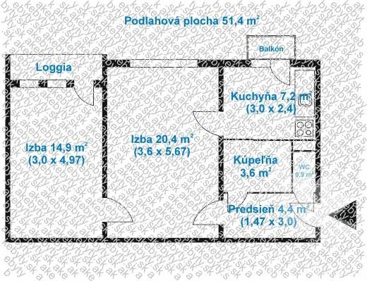 Predaj 2izb. byt, Bratislava - Nové Mesto, Sibírska ul.podorys-Sibirska.jpg